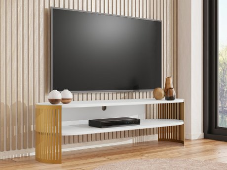 Meuble TV Evanola 110 (Doré + Blanc)