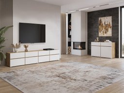 Ensemble de salon Alfere 107 (Chêne wotan + Blanc)