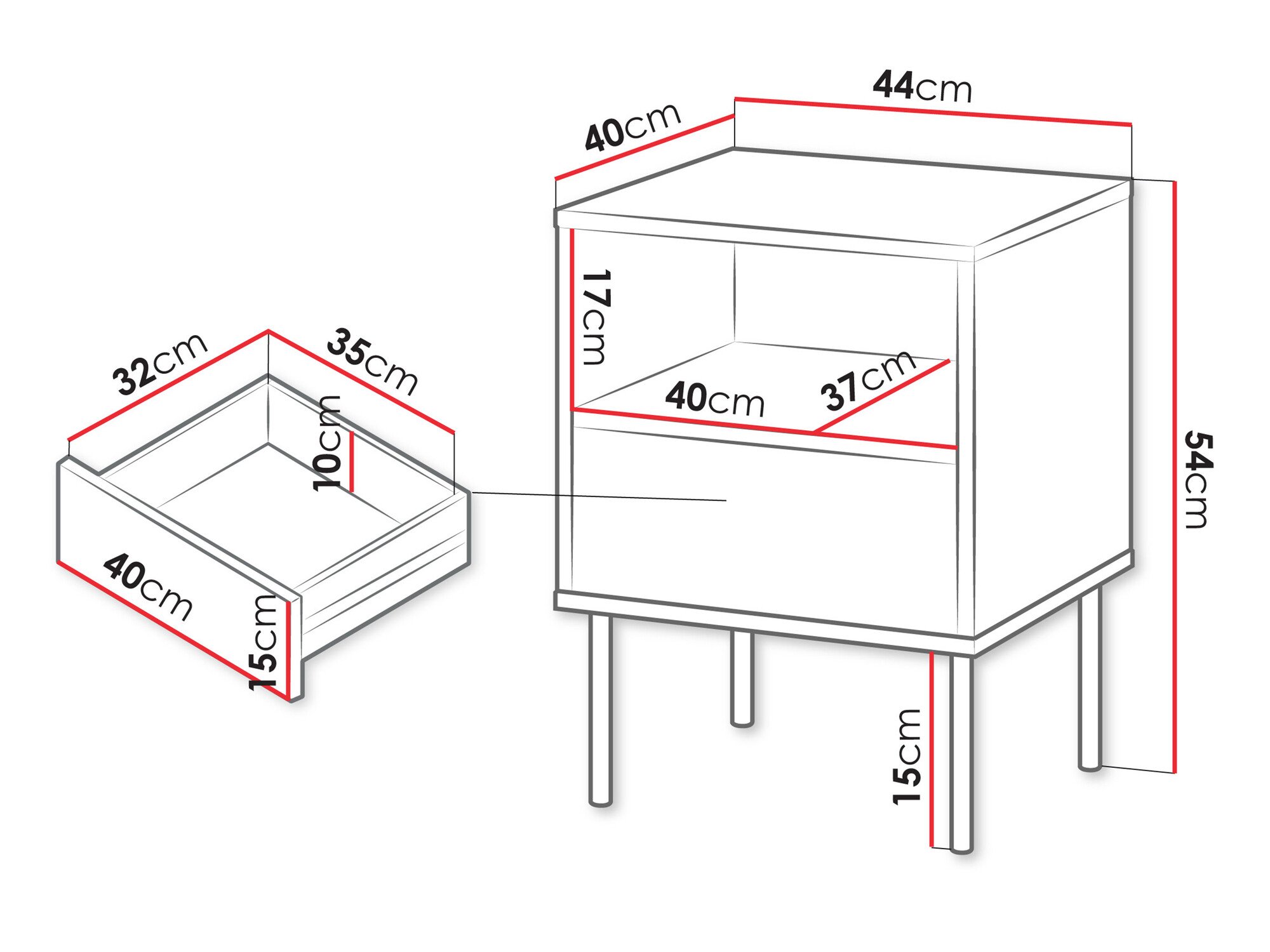 Ensemble de tables de chevet Tolete 106 (Vert)