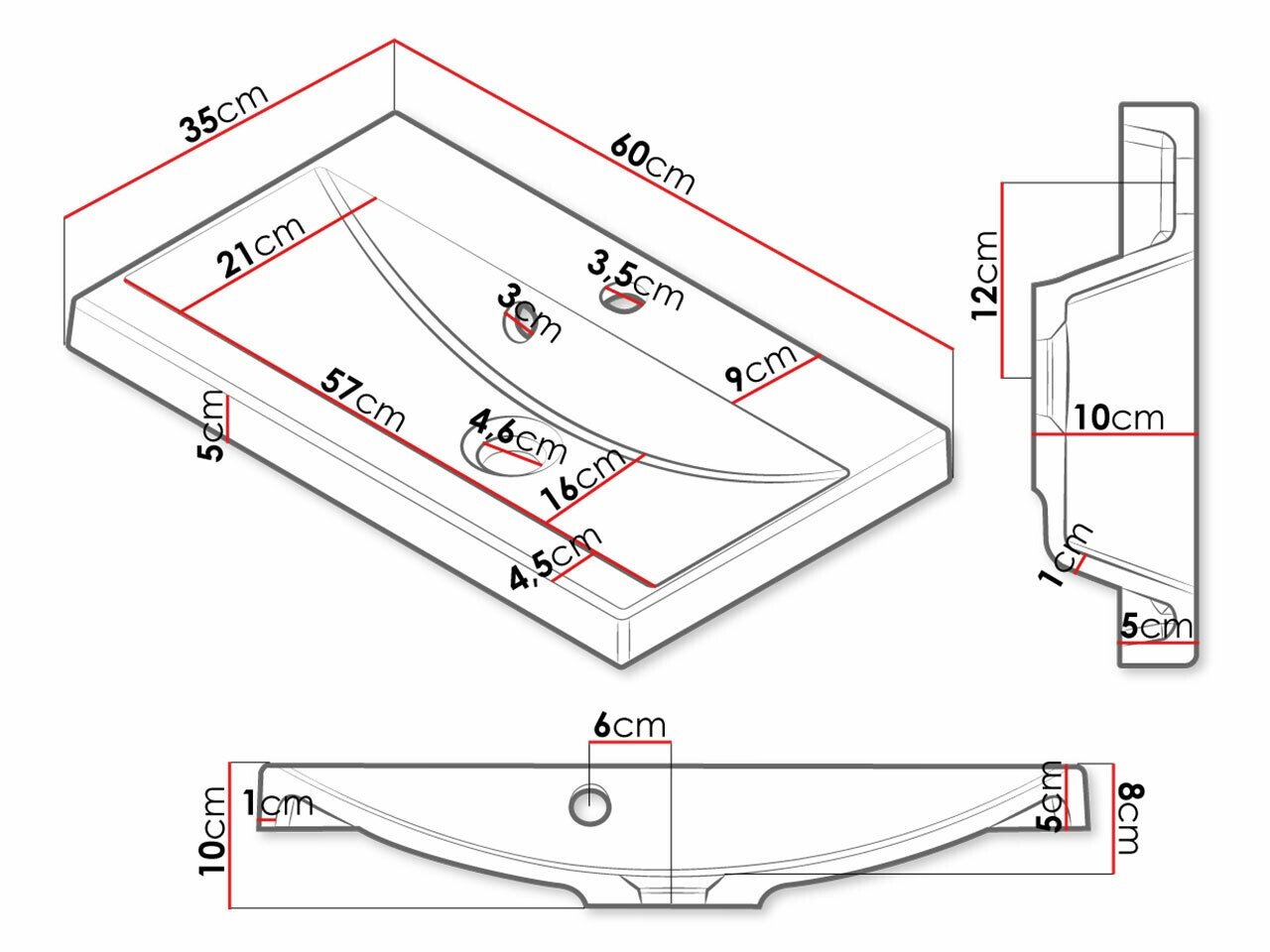 Armoire de salle de bains murale pour lavabo Velum (Blanc + Chêne Artisan)