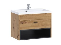 Armoire de salle de bains murale pour lavabo Velum (Chêne Artisan + Noir)