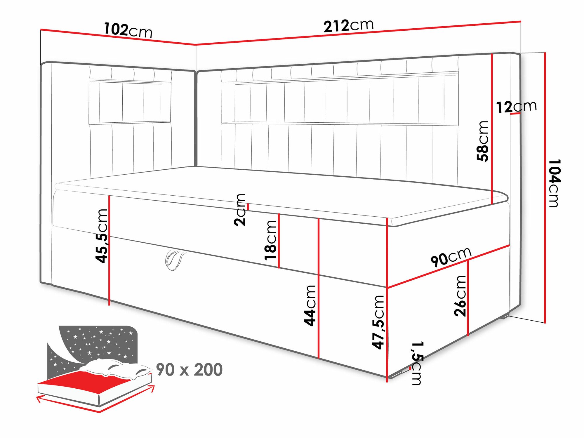Lit boxspring Lucus VIII (Soft 017 + Fresh 11)