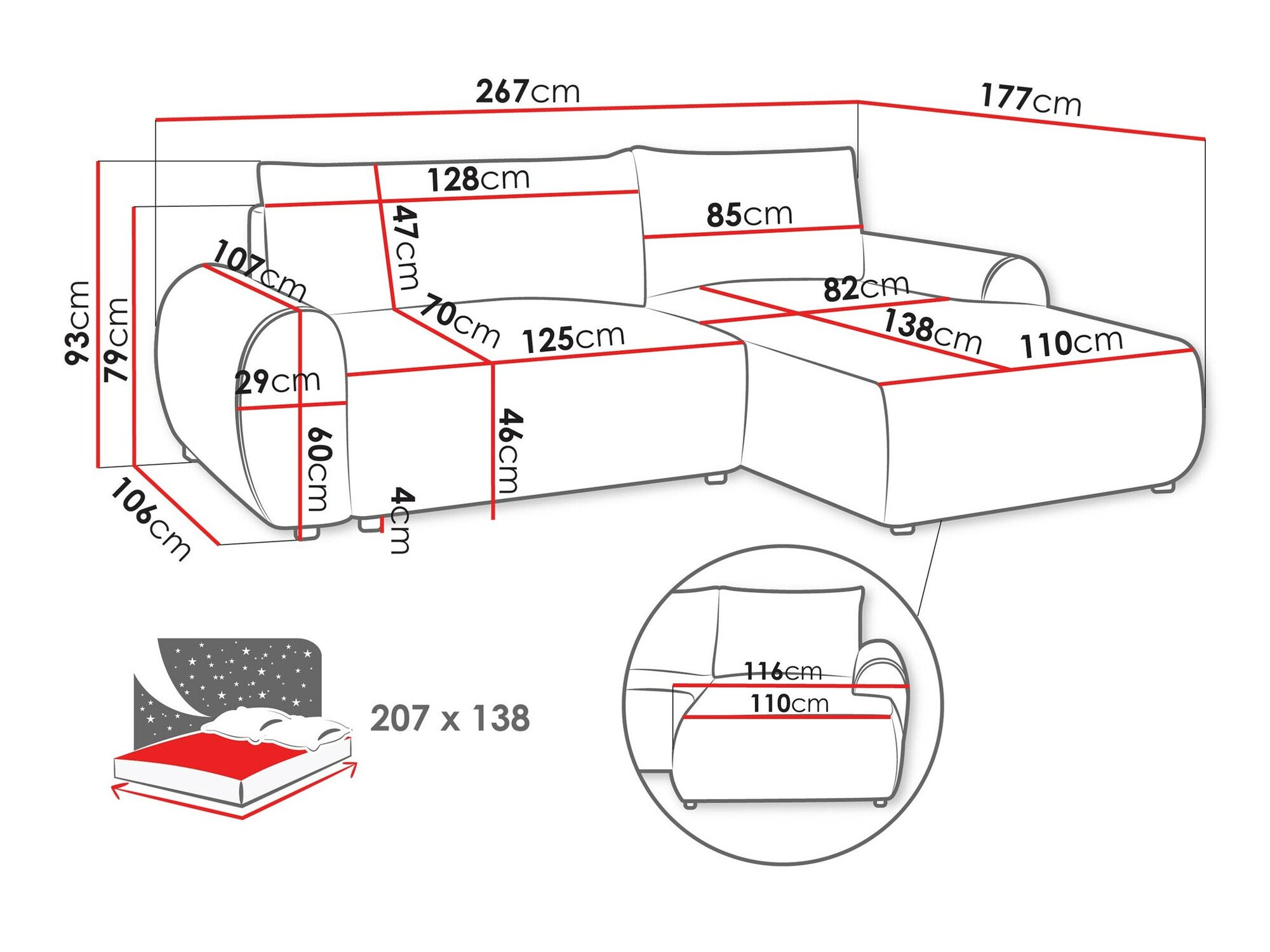Canapé d'angle TrendyNest Strigina (Tilia 03)