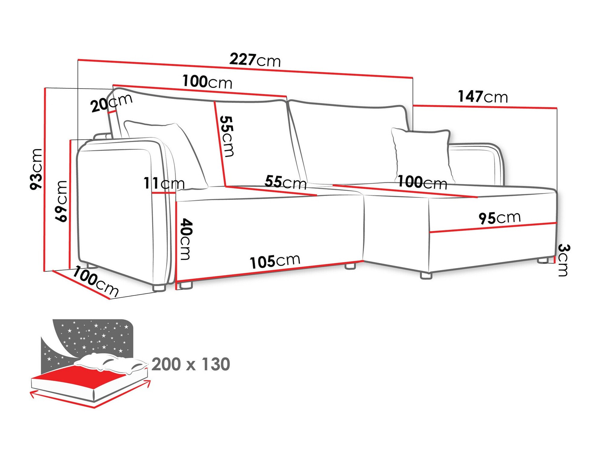 Canapé d'angle TrendyNest Turtura (Velo 621)