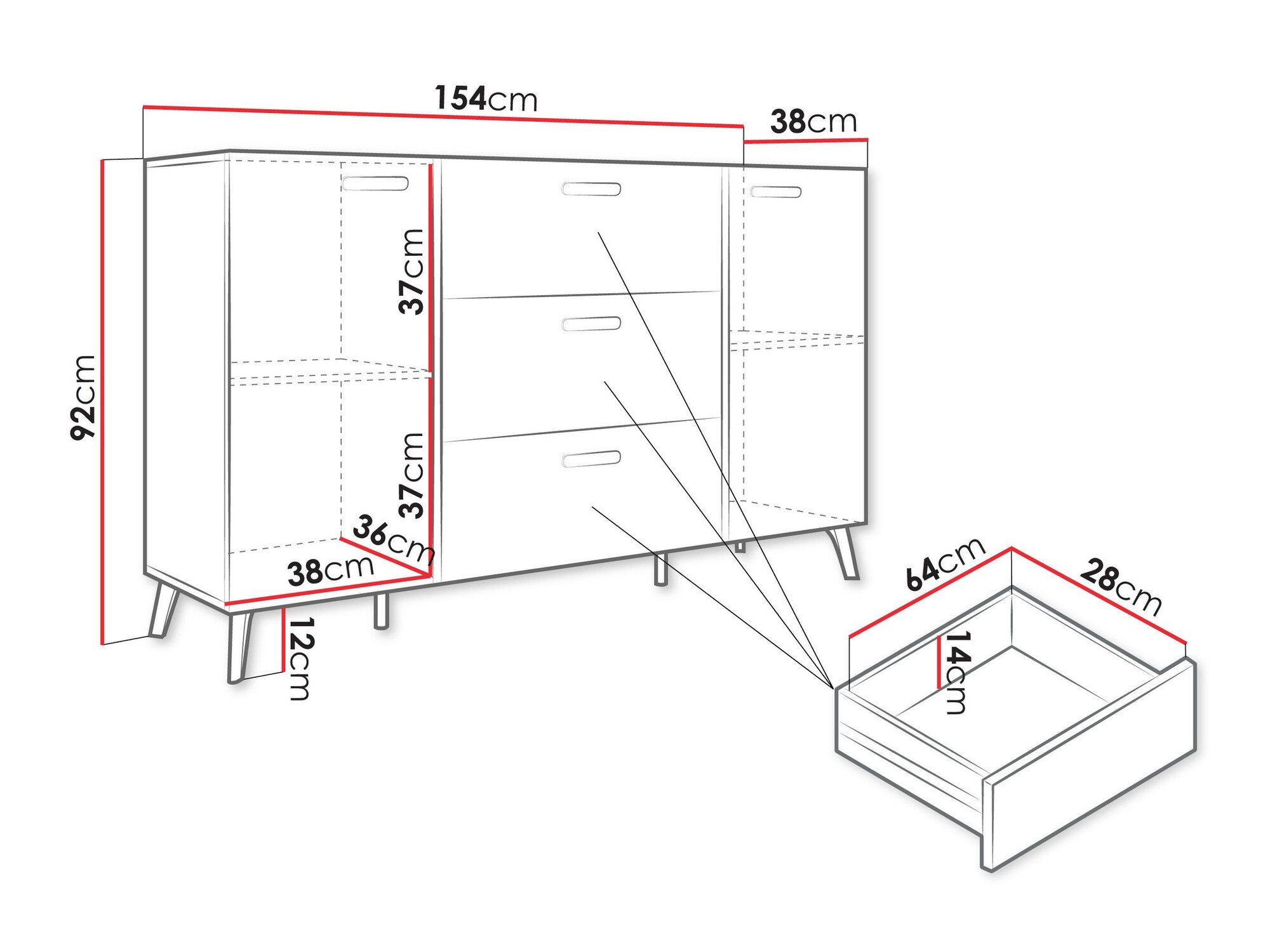 Commode Comfivo Teslomo 109 (Blanc + Blanc brillant)
