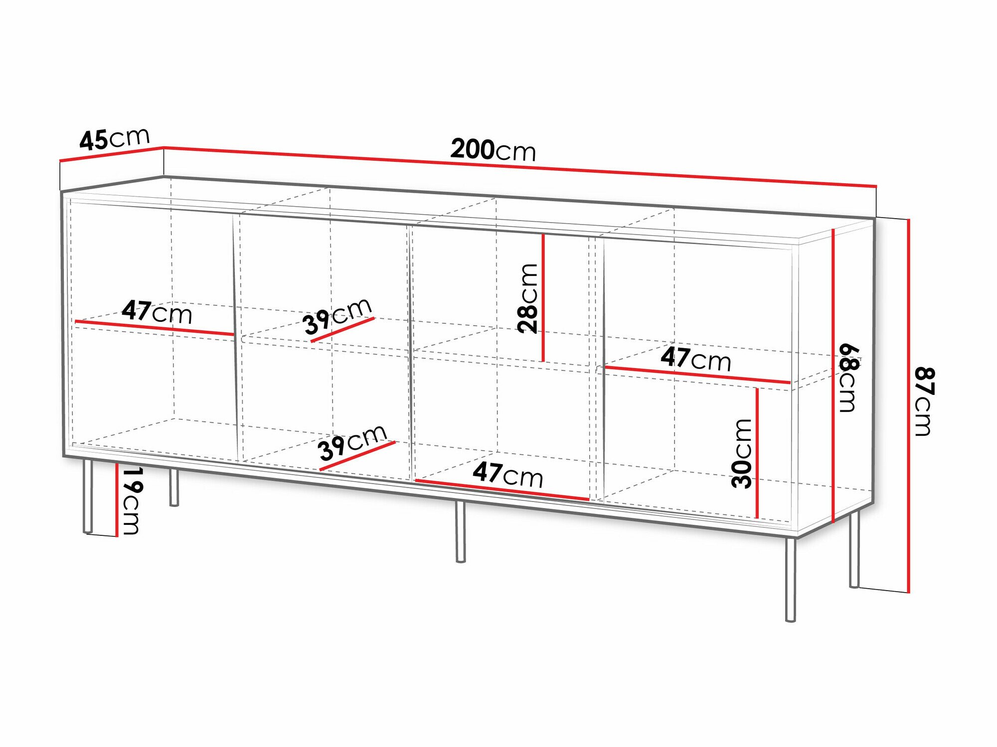 Buffet Charlotte 208 (Noir)