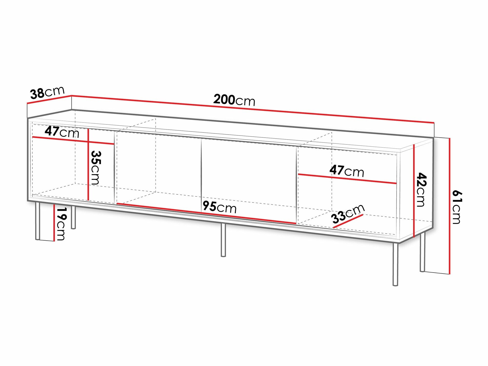 Meuble TV Charlotte 209 (Noir)