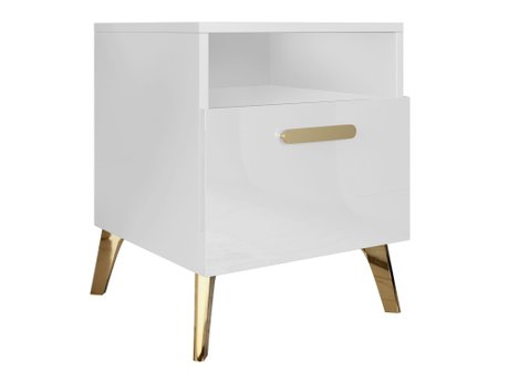 Table de chevet Comfivo Capella (Blanc + Blanc brillant)