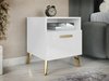 Table de chevet Comfivo Teslomo 111 (Blanc + Blanc brillant)