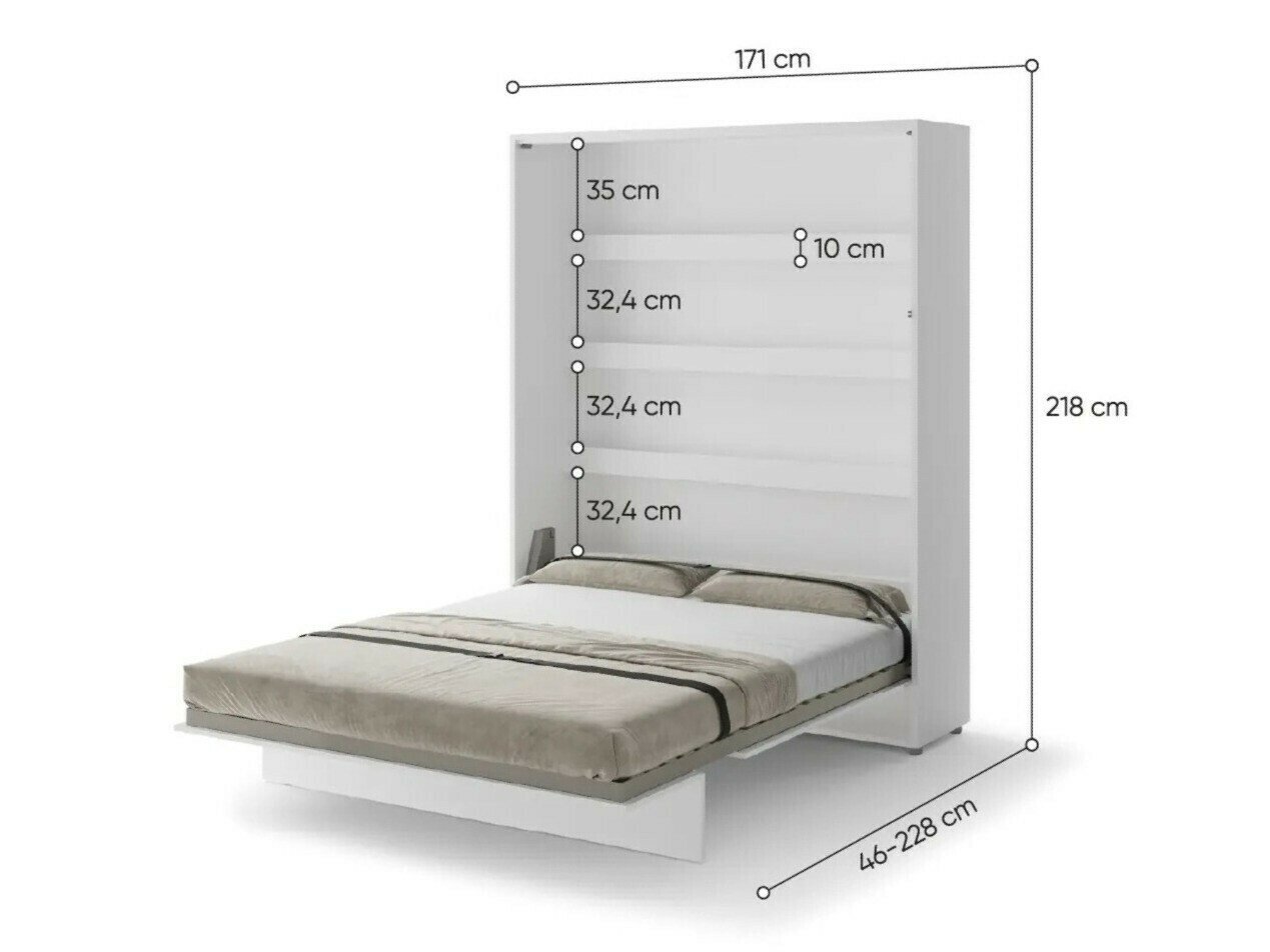 Lit escamotable Concept Pro Lenart VII (Blanc brillant + Gris)