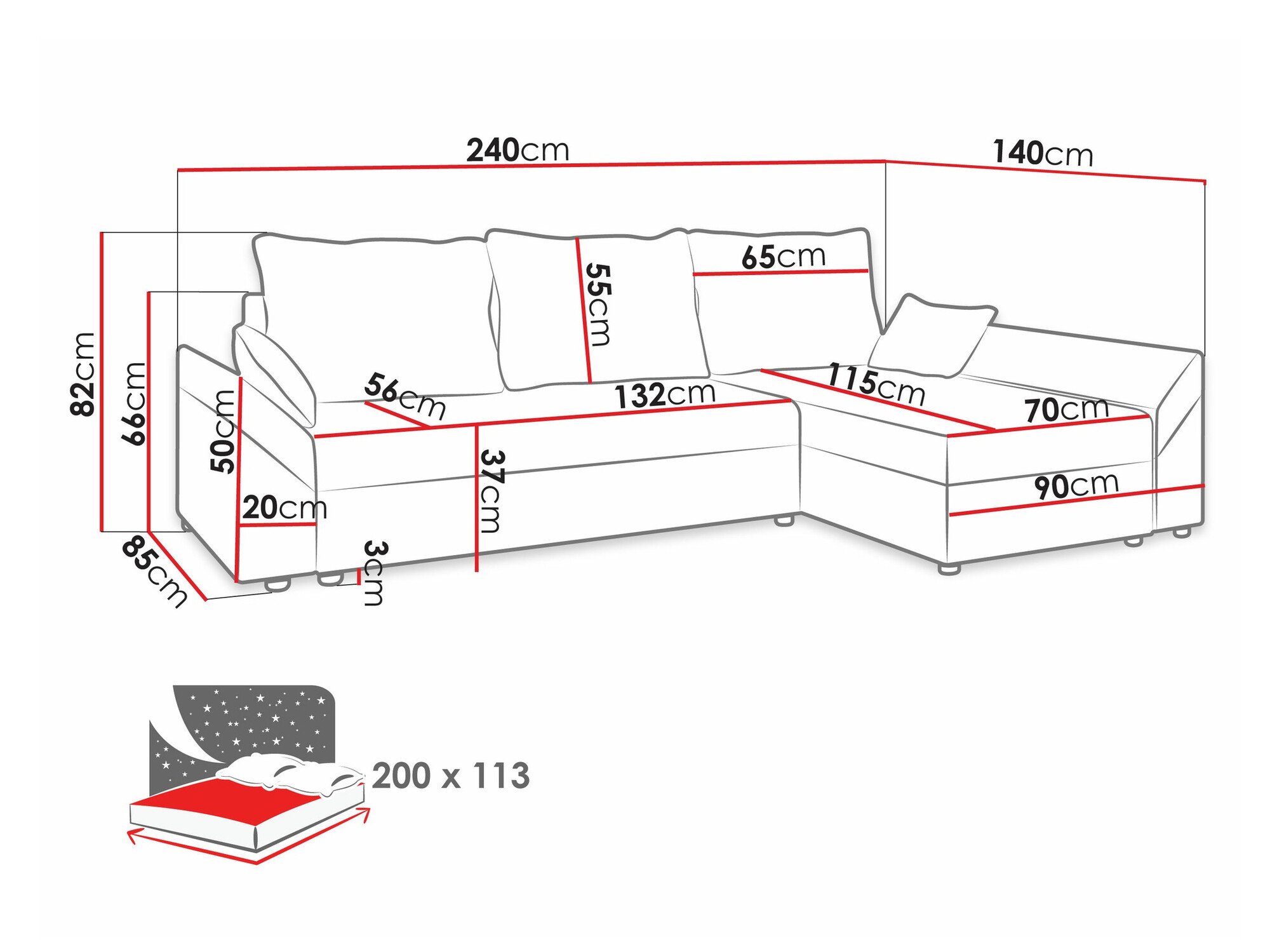 Canapé d'angle Memphis 130 (Paros 06)