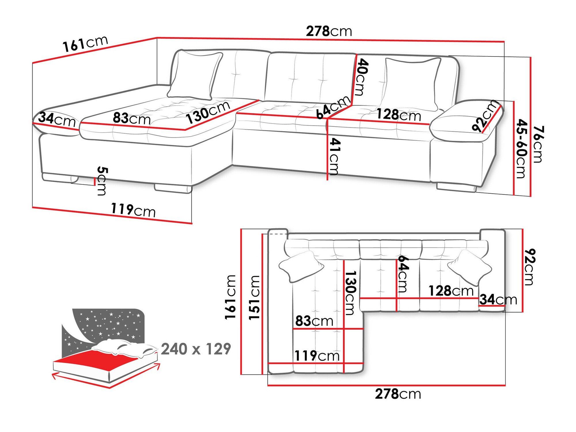 Canapé d'angle Comfivo Sanitas I (Soft 017 + Soul 17)