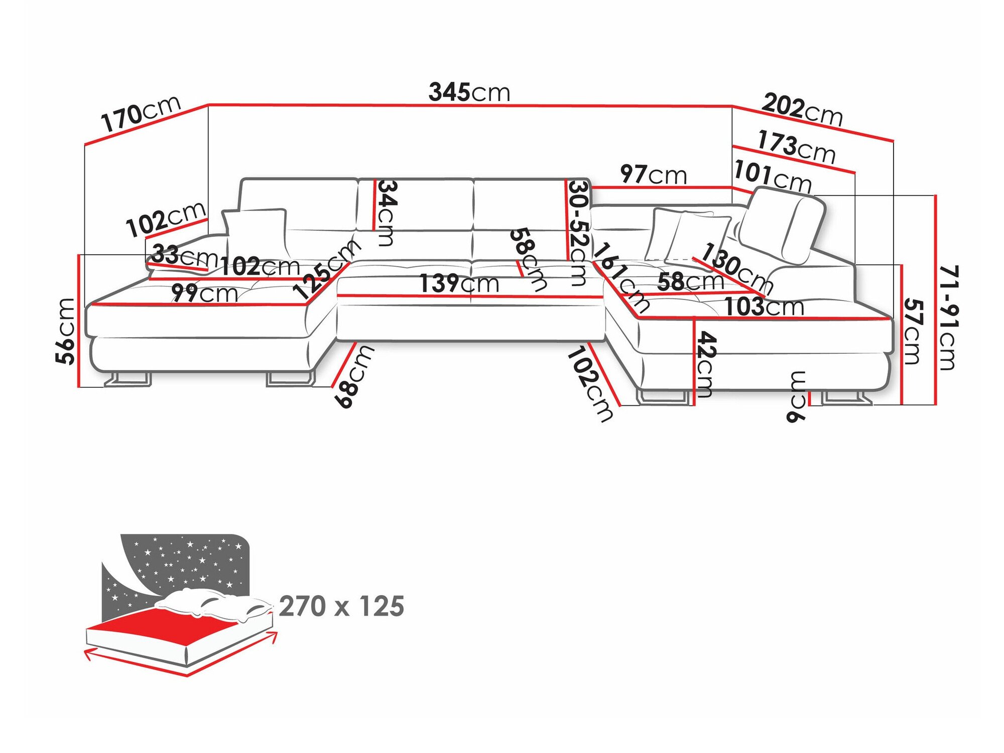 Canapé d'angle Comfivo Ruta IV (Soft 017 + Lux 05)