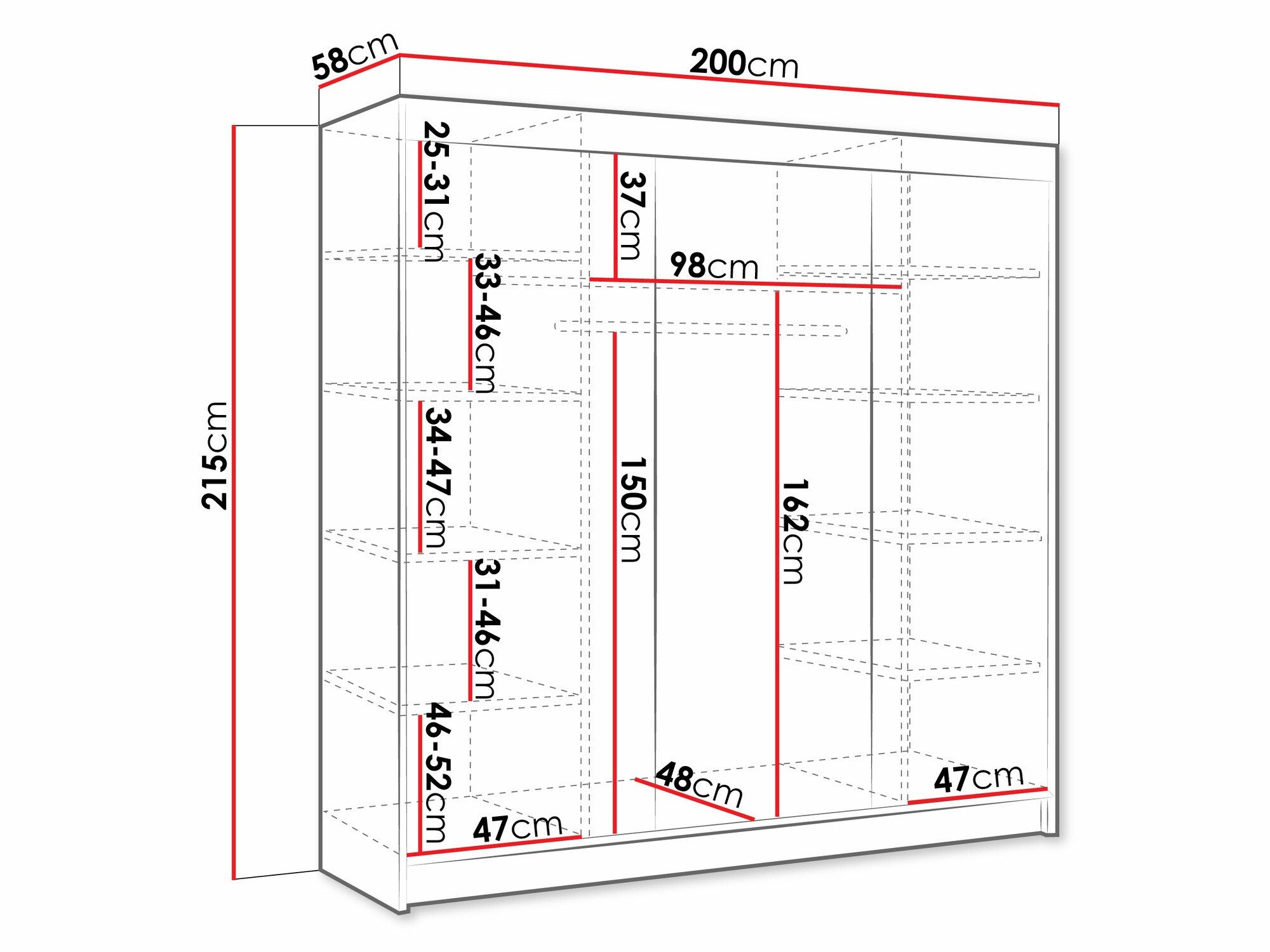 Armoire Closico 160 (Noir)