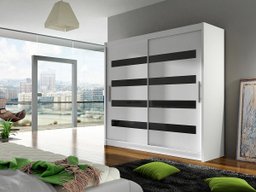 Armoire Closico 156 (Blanc + Noir brillant)
