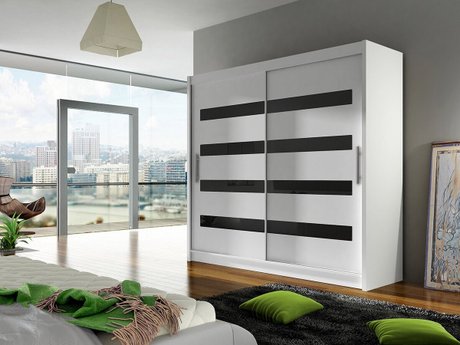Armoire Closico Pallor XI (Blanc + Noir brillant)