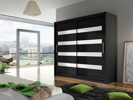 Armoire Closico Pallor XI (Noir + Blanc brillant)