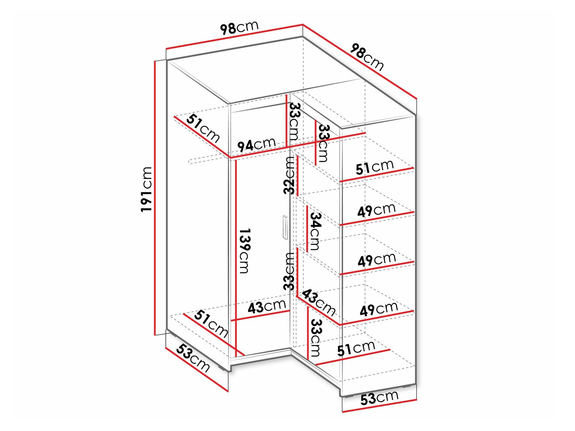 Armoire d'angle Novduni 116 (Blanc)