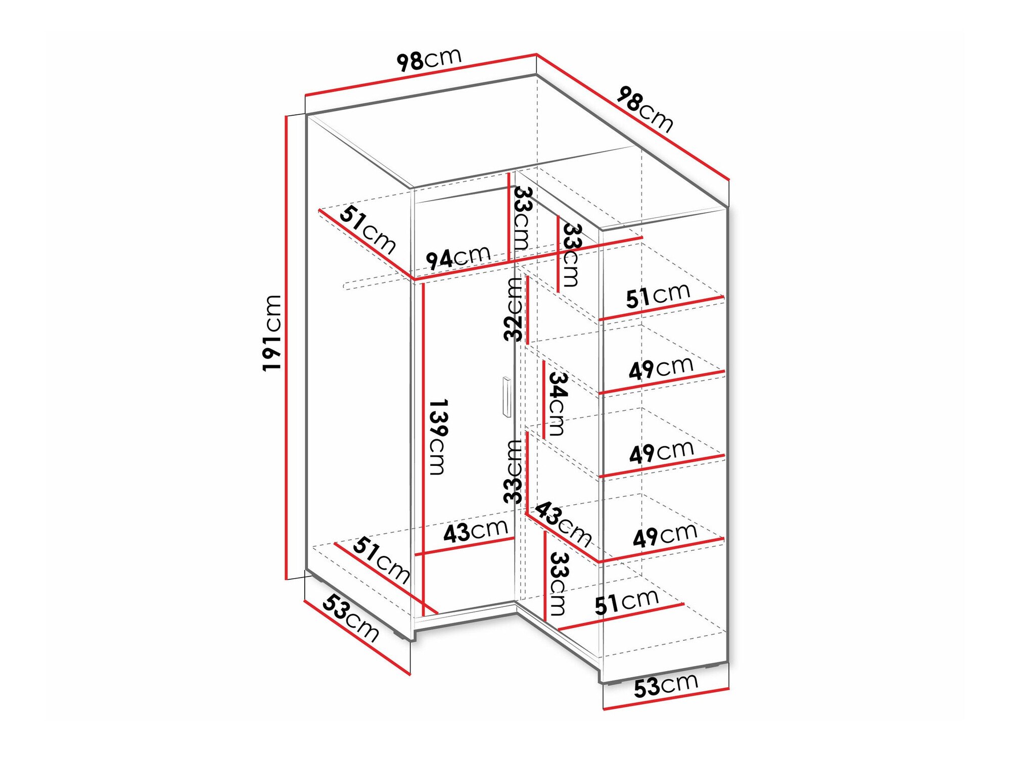 Armoire d'angle Novduni 116 (Sonoma chêne)