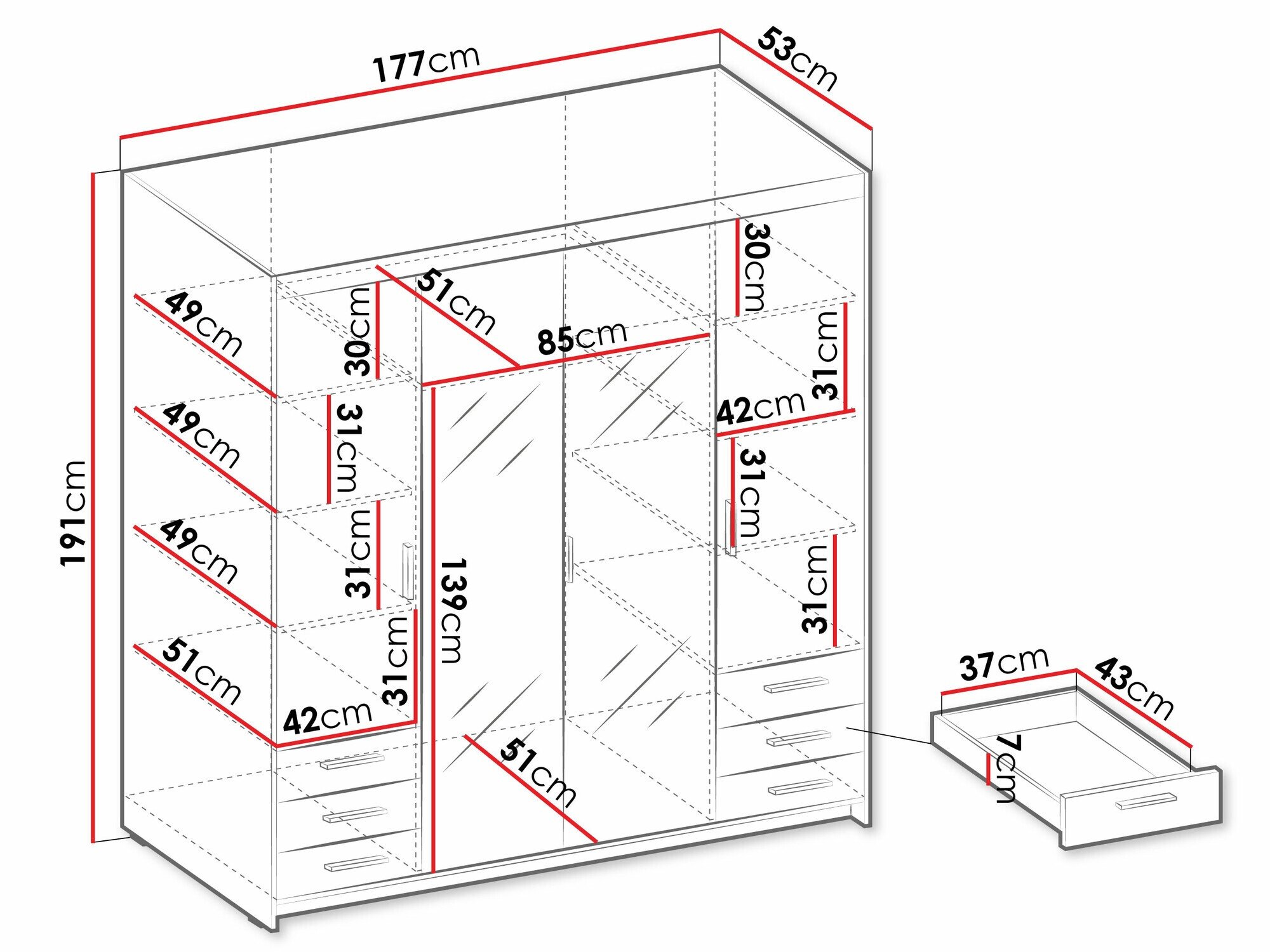 Armoire Novduni 115 (Blanc)