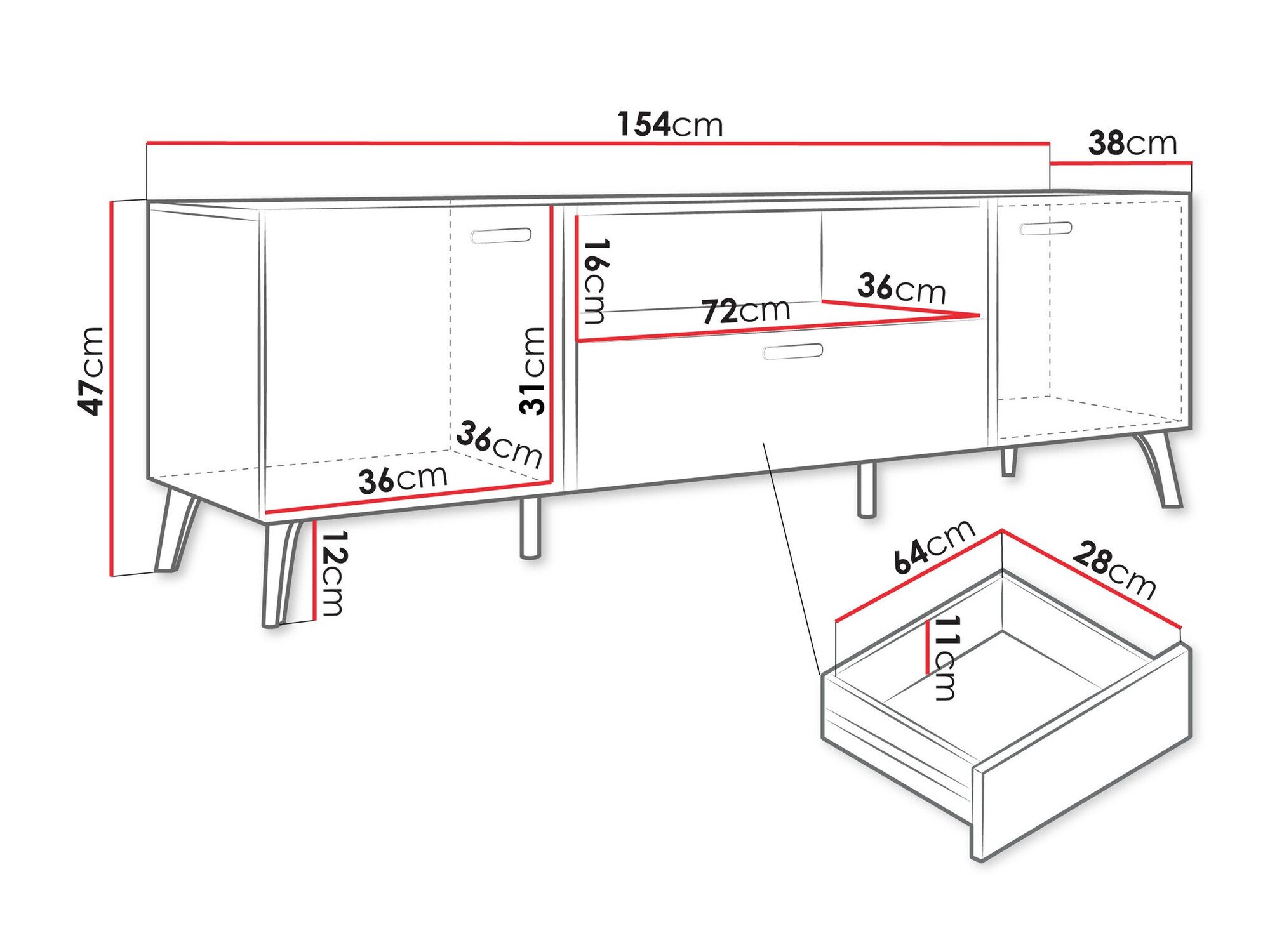 Meuble TV Comfivo Teslomo 113 (Cachemire + Cachemire Brillant)
