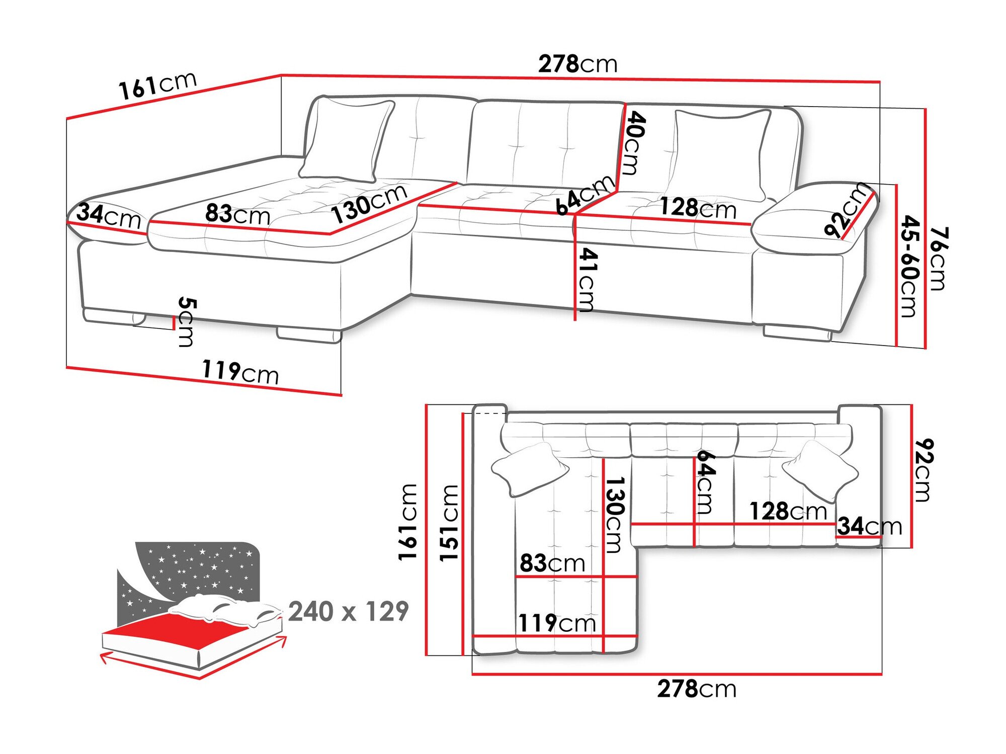 Canapé d'angle Comfivo Sanitas I (Coral 45)