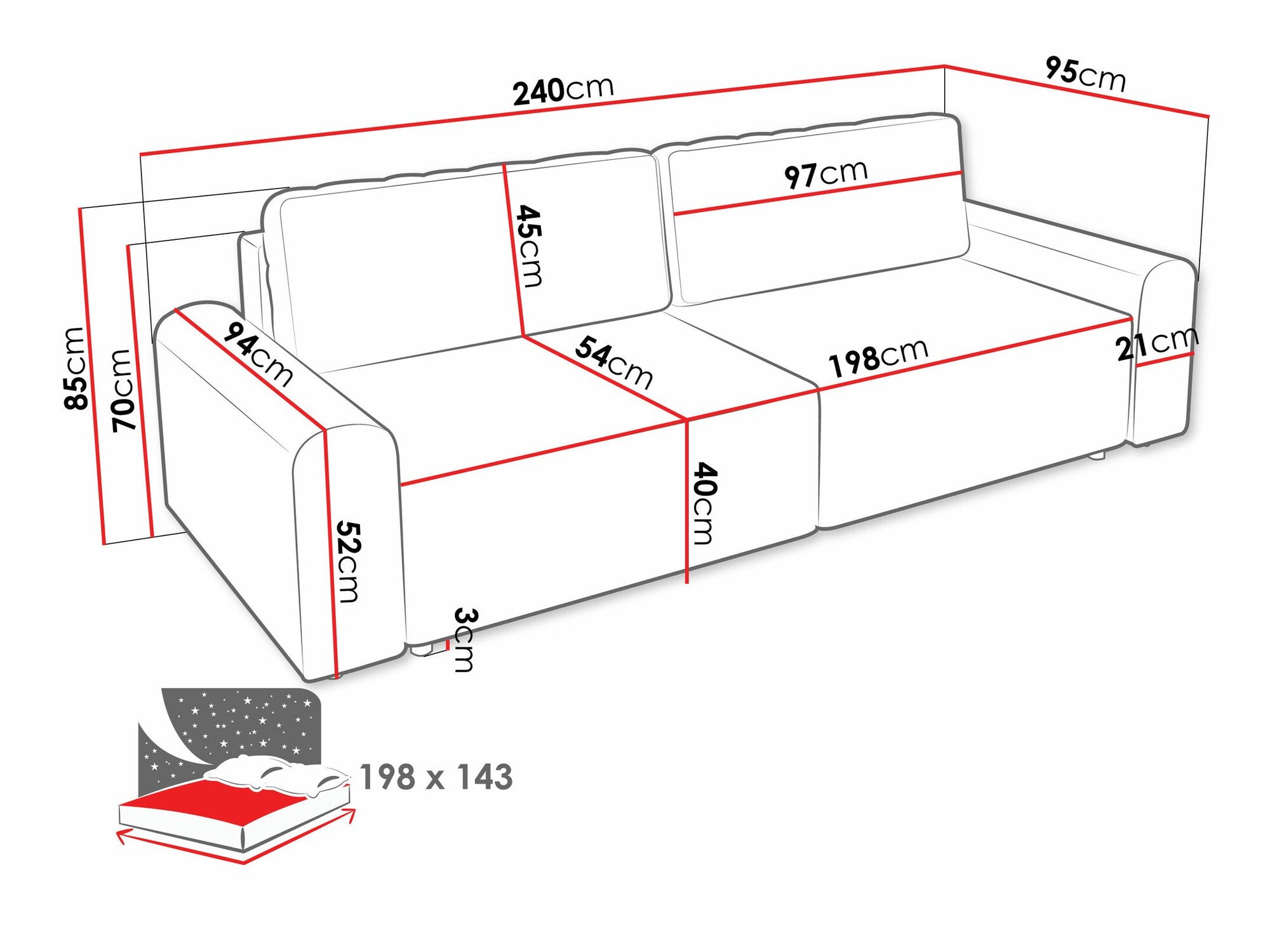 Canapé convertible Stonecrest 107 (Sierra 741)