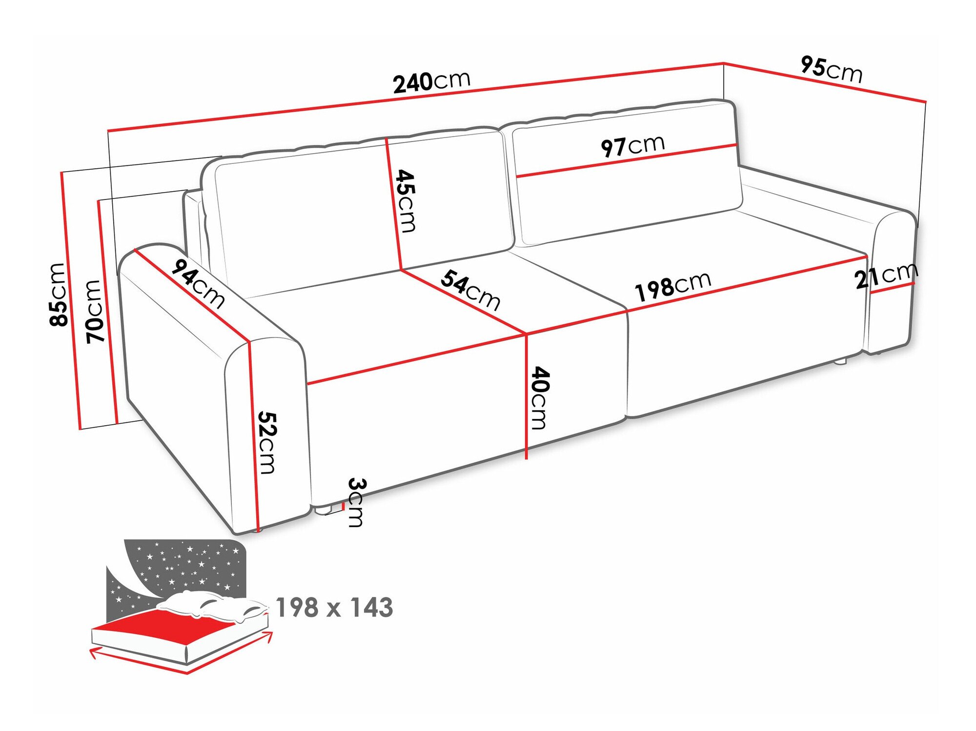 Canapé convertible Stonecrest 107 (Sierra 744)