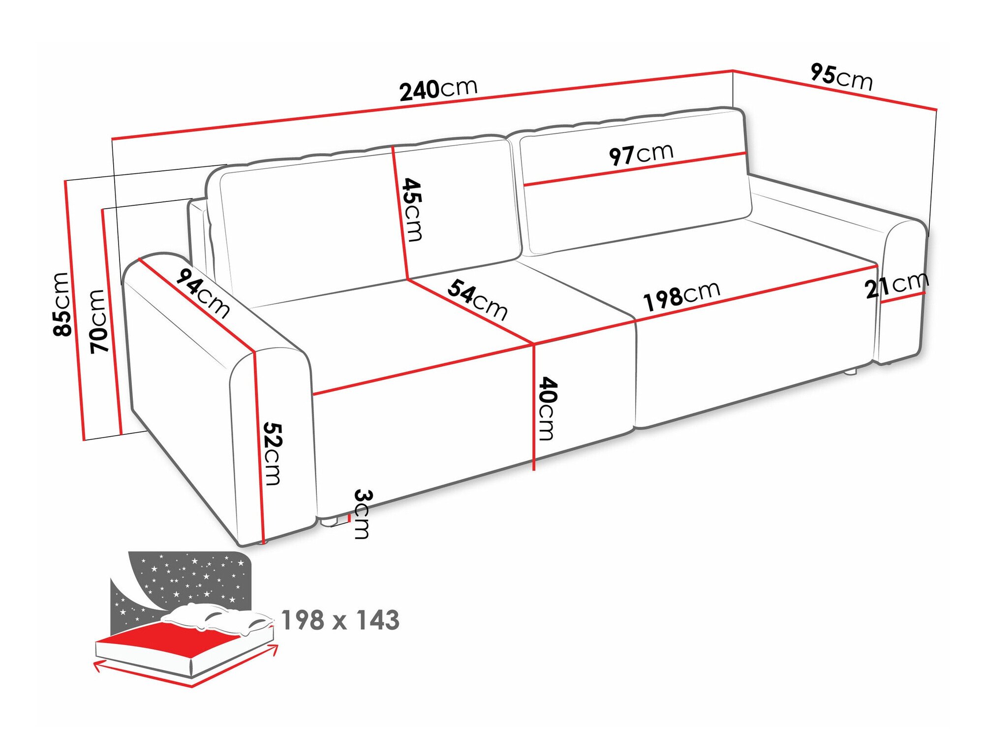 Canapé convertible Stonecrest 107 (Sierra 751)
