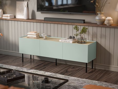 Meuble TV Melbela 106 (Olivier clair + Chêne)