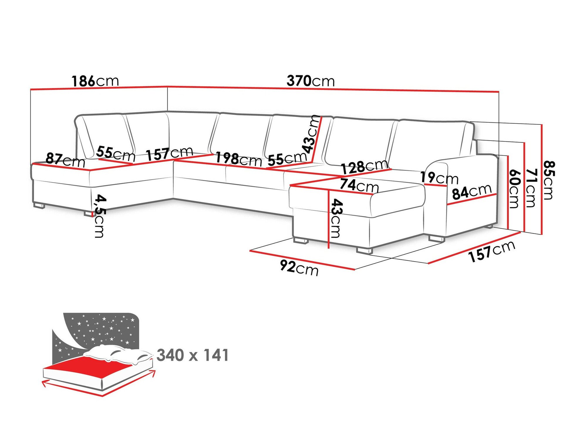 Canapé d'angle Comfivo Flumen I (Clara 215.02)