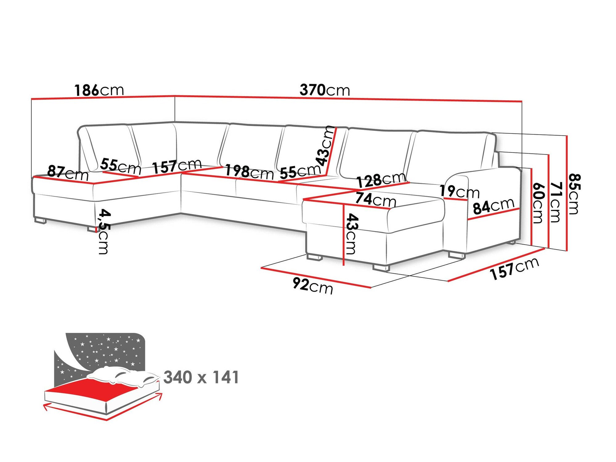 Canapé d'angle Comfivo Flumen I (Clara 215.02)