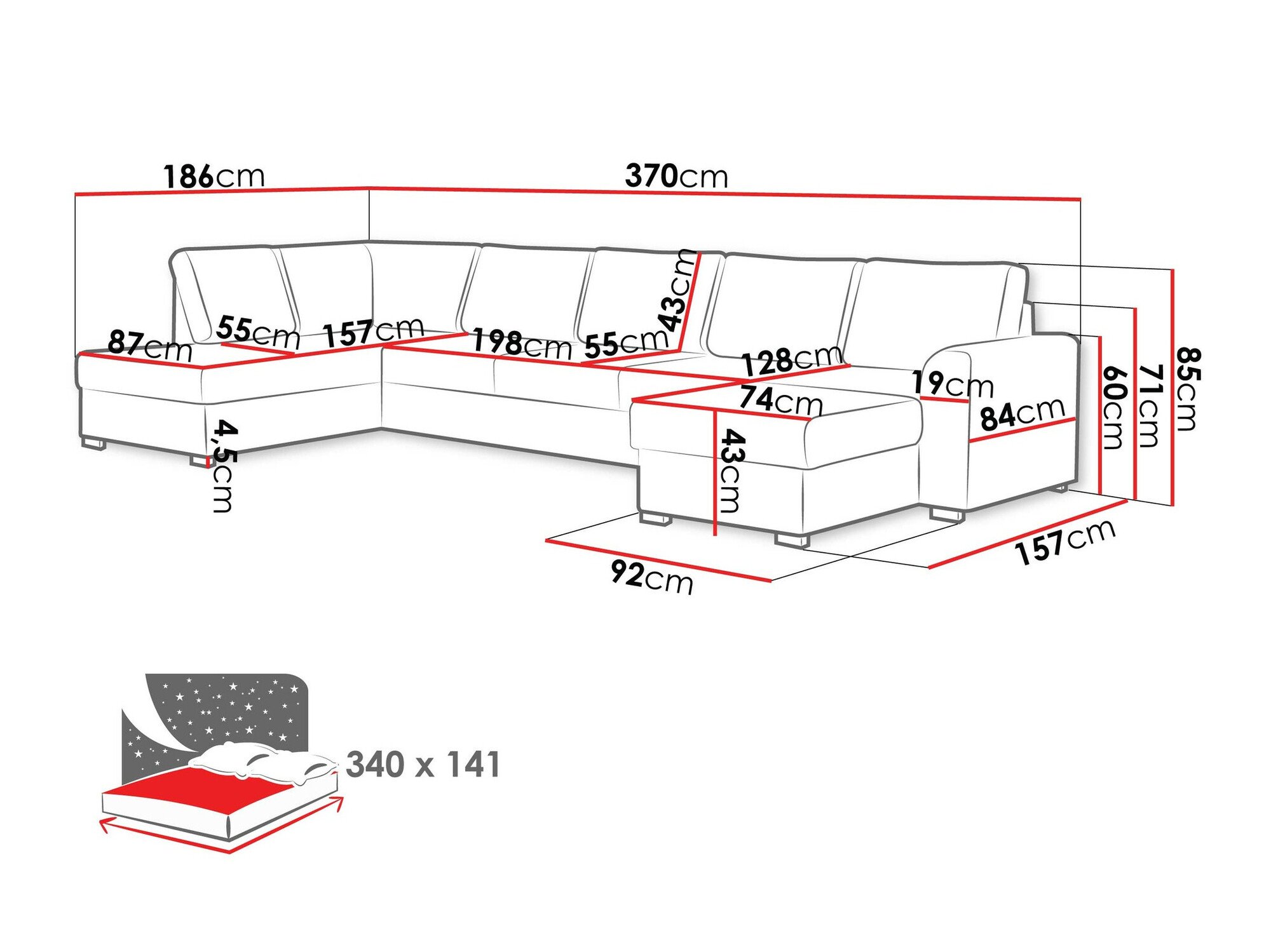 Canapé d'angle Comfivo Flumen I (Clara 215.10)