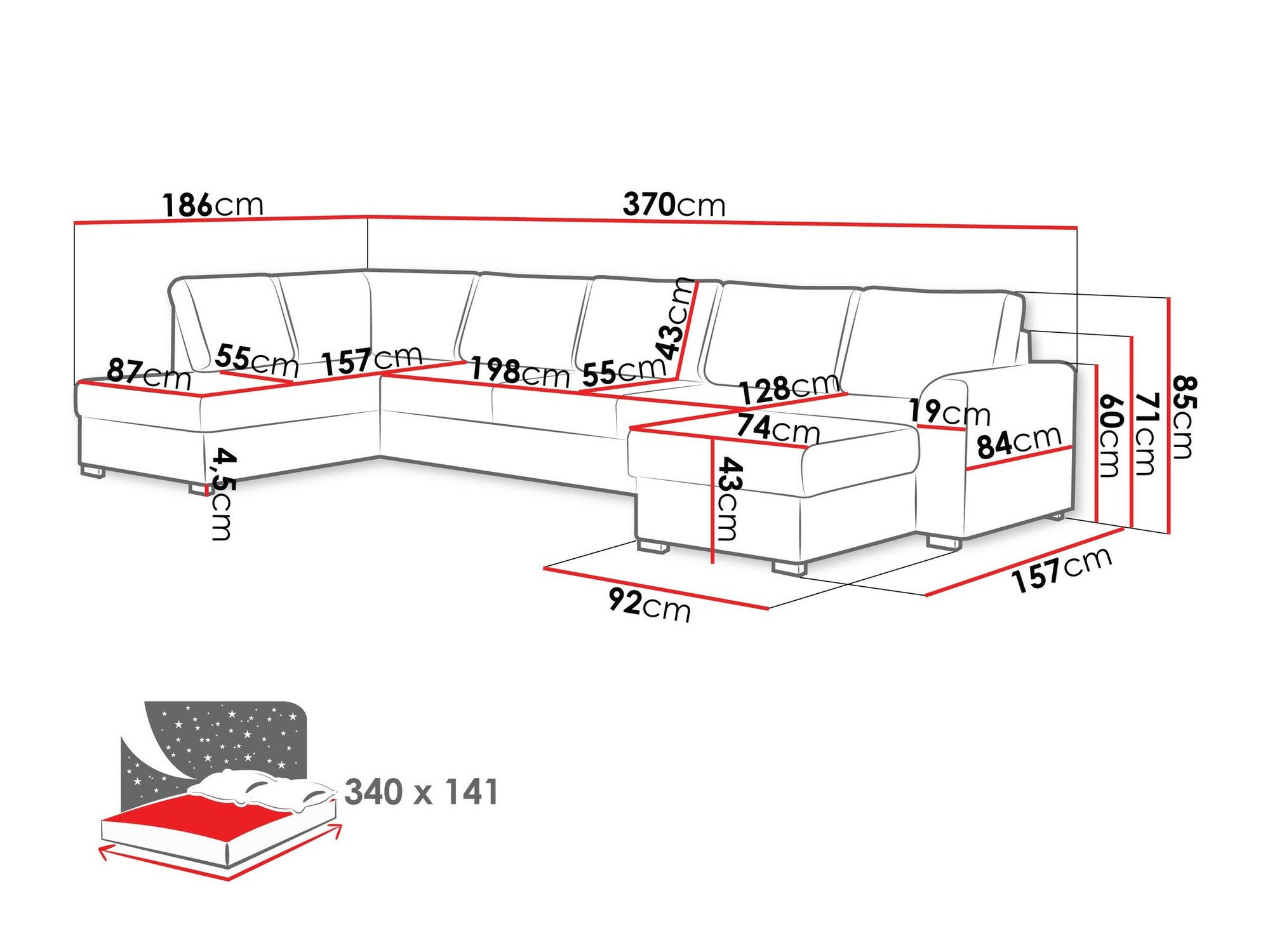 Canapé d'angle Comfivo Flumen I (Clara 215.10)