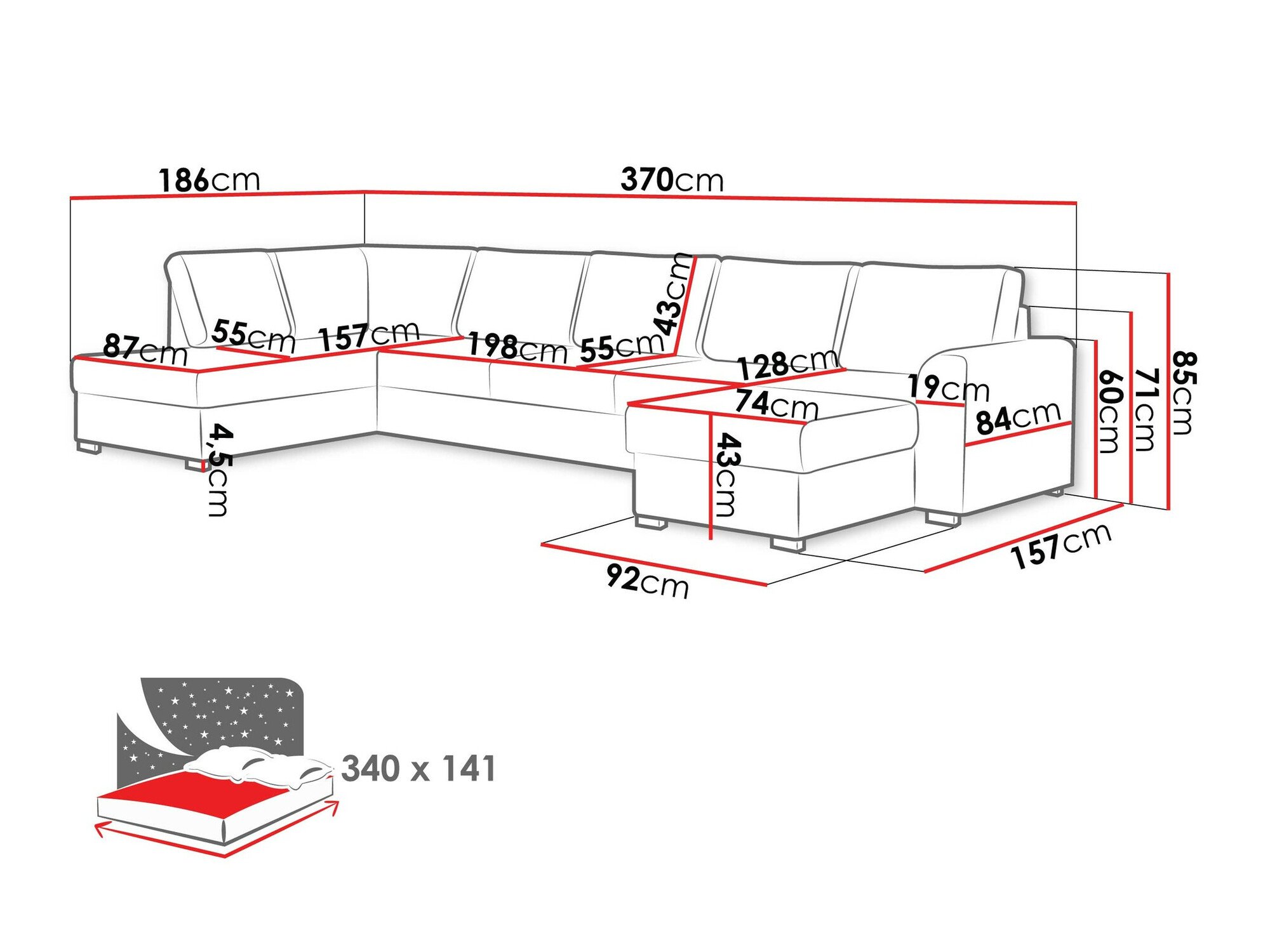 Canapé d'angle Comfivo Flumen I (Coral 45)