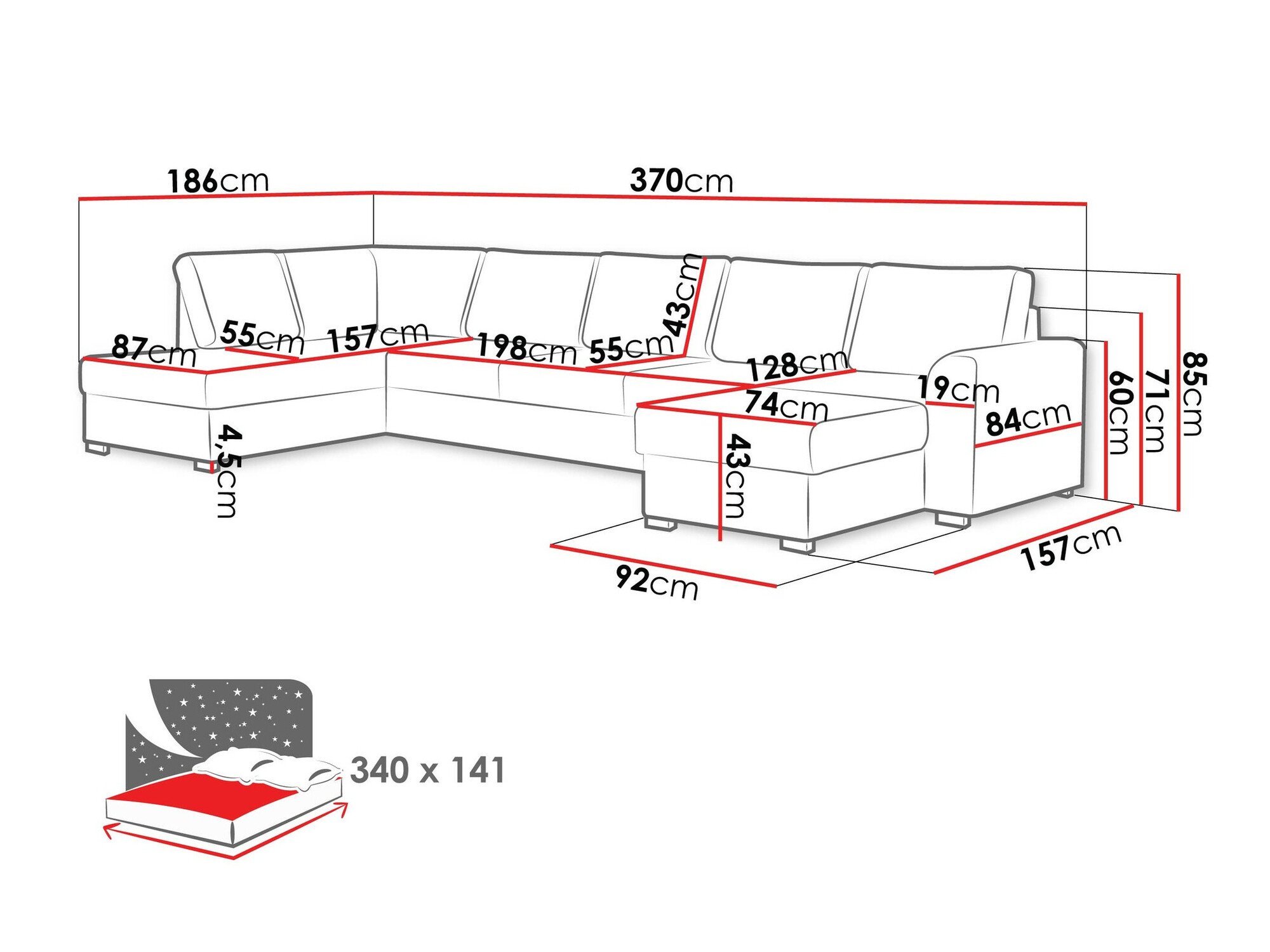 Canapé d'angle Comfivo Flumen I (Coral 45)
