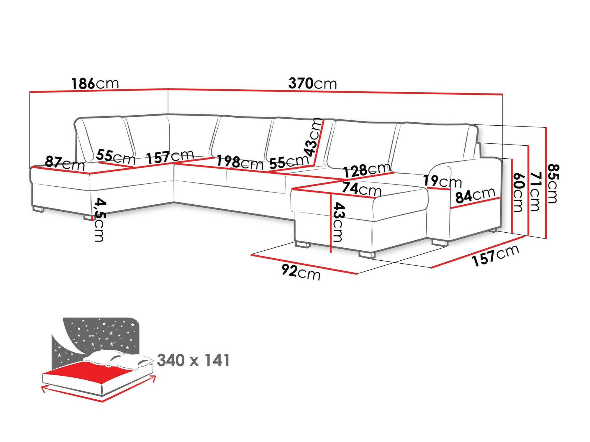 Canapé d'angle Comfivo Flumen I (Coral 55)