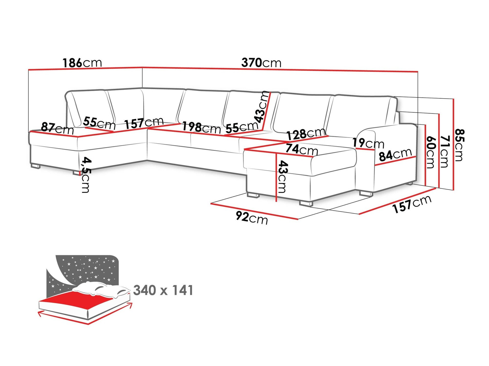 Canapé d'angle Comfivo Flumen I (Magic Velvet 2217)