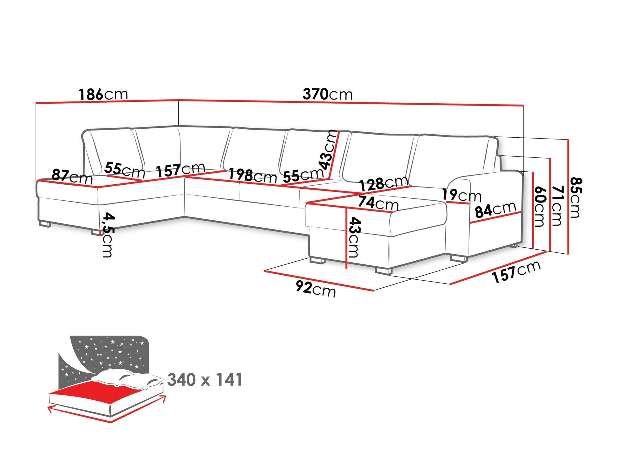 Canapé d'angle Comfivo Flumen I (Soft 017 + Lux 06)