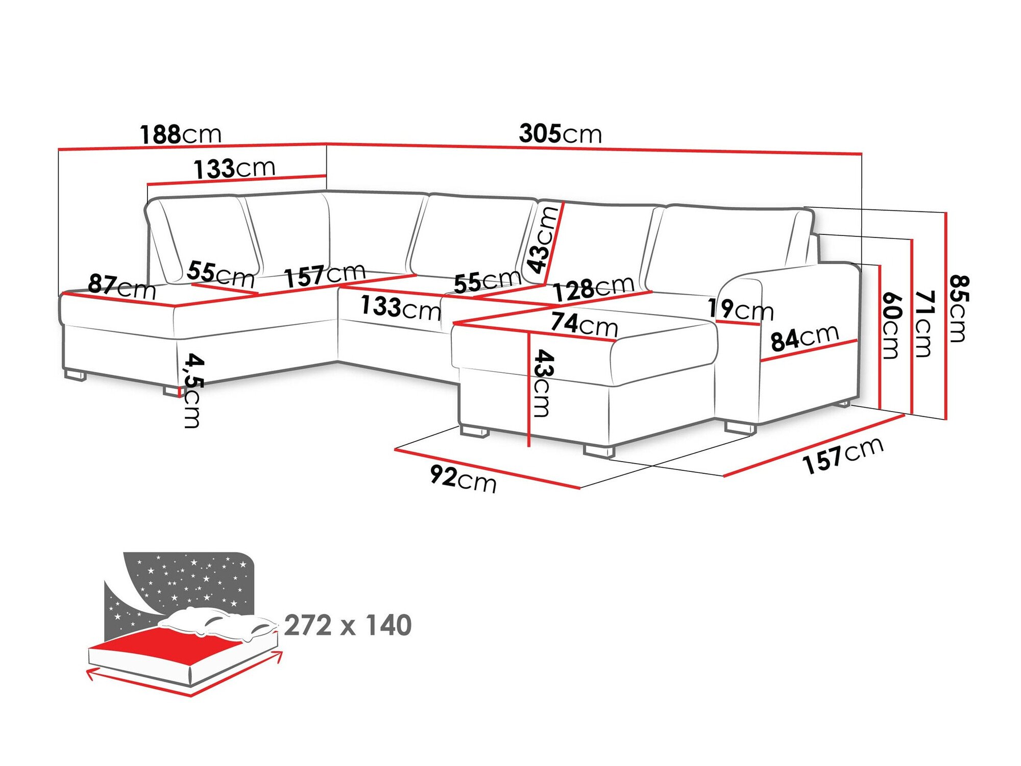 Canapé d'angle Comfivo Flumen (Coral 45)
