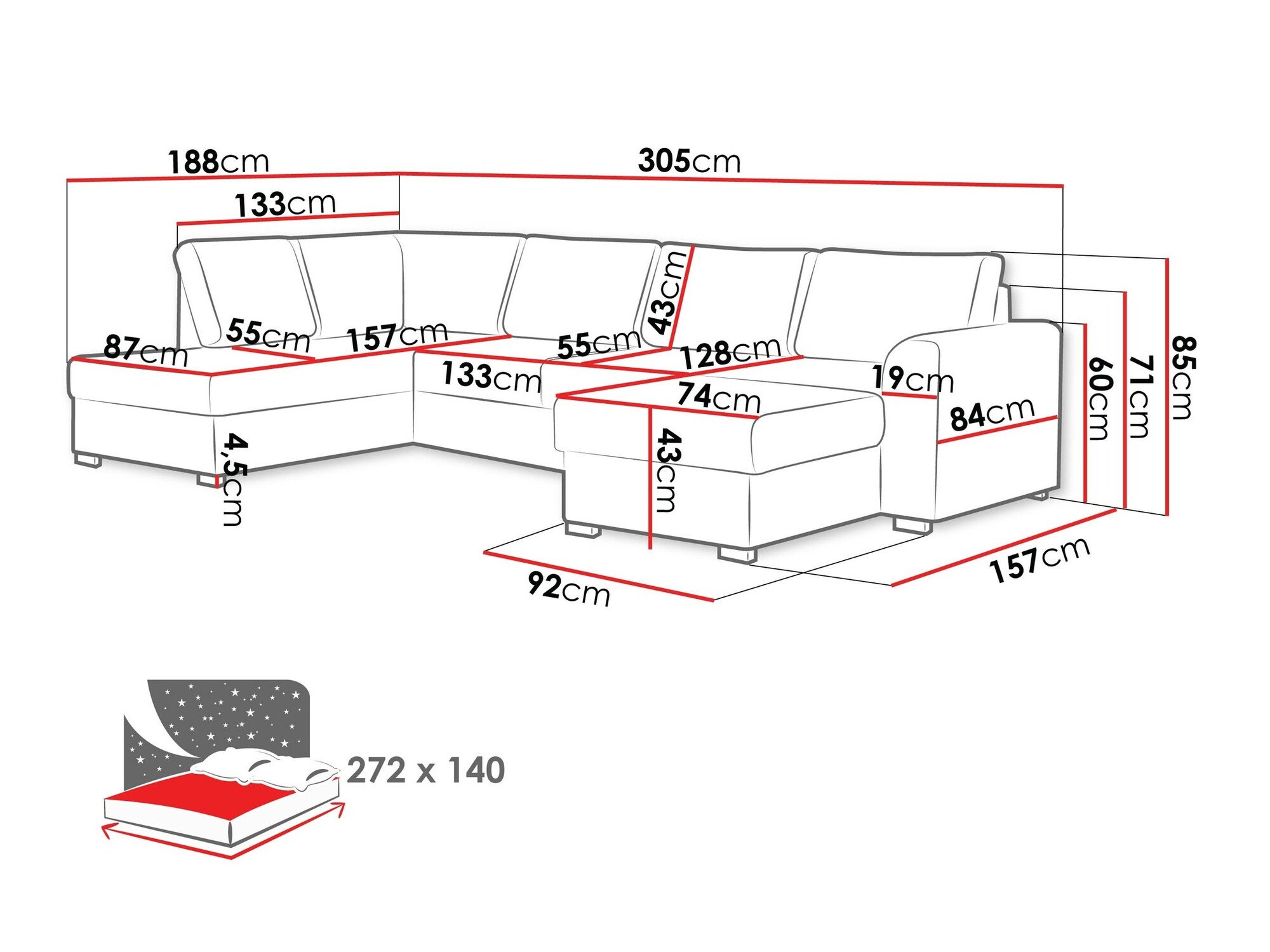 Canapé d'angle Comfivo Flumen (Magic Velvet 2219 + Venus Velvet 2926)