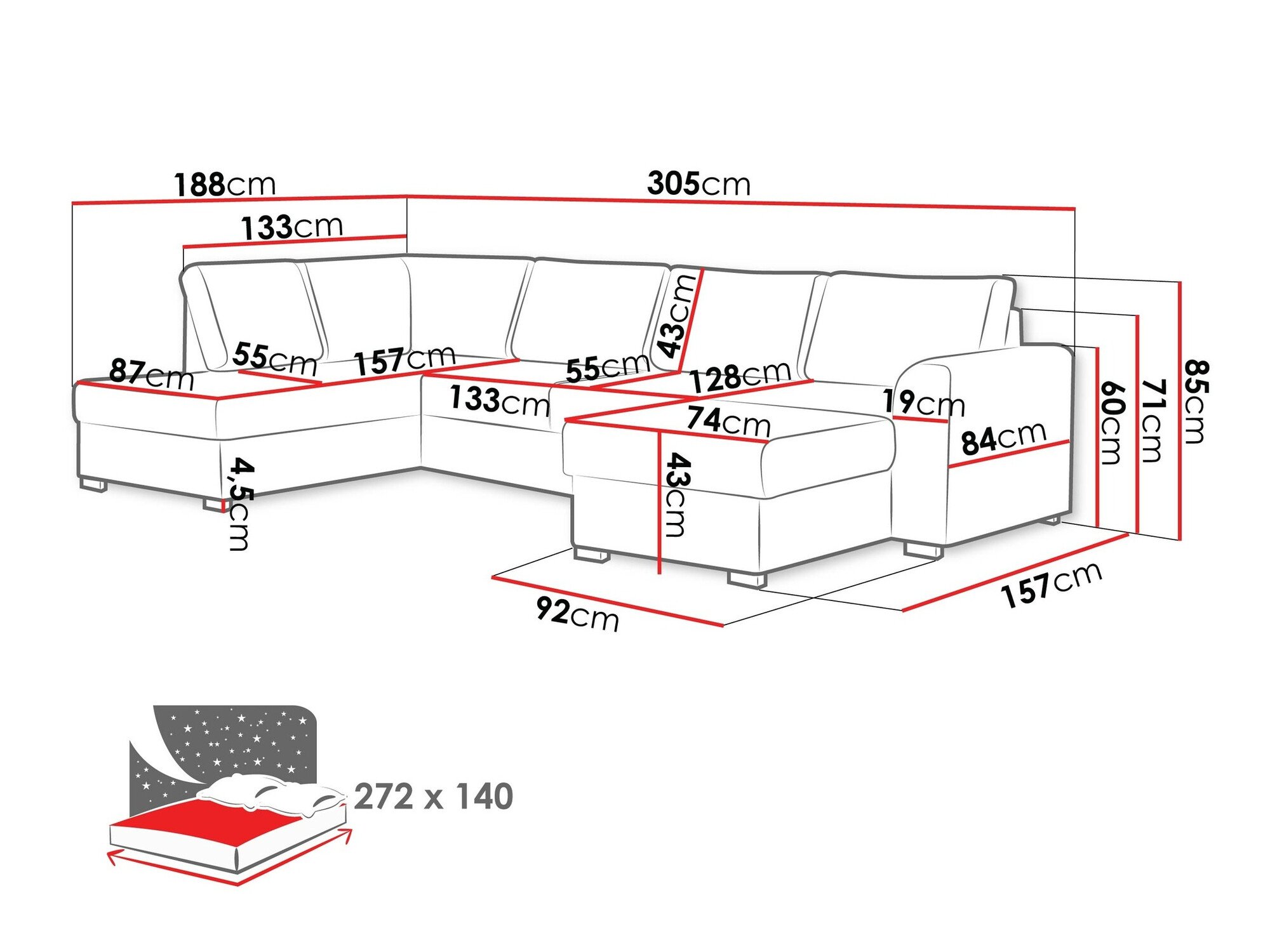 Canapé d'angle Comfivo Flumen (Magic Velvet 2219 + Venus Velvet 2926)