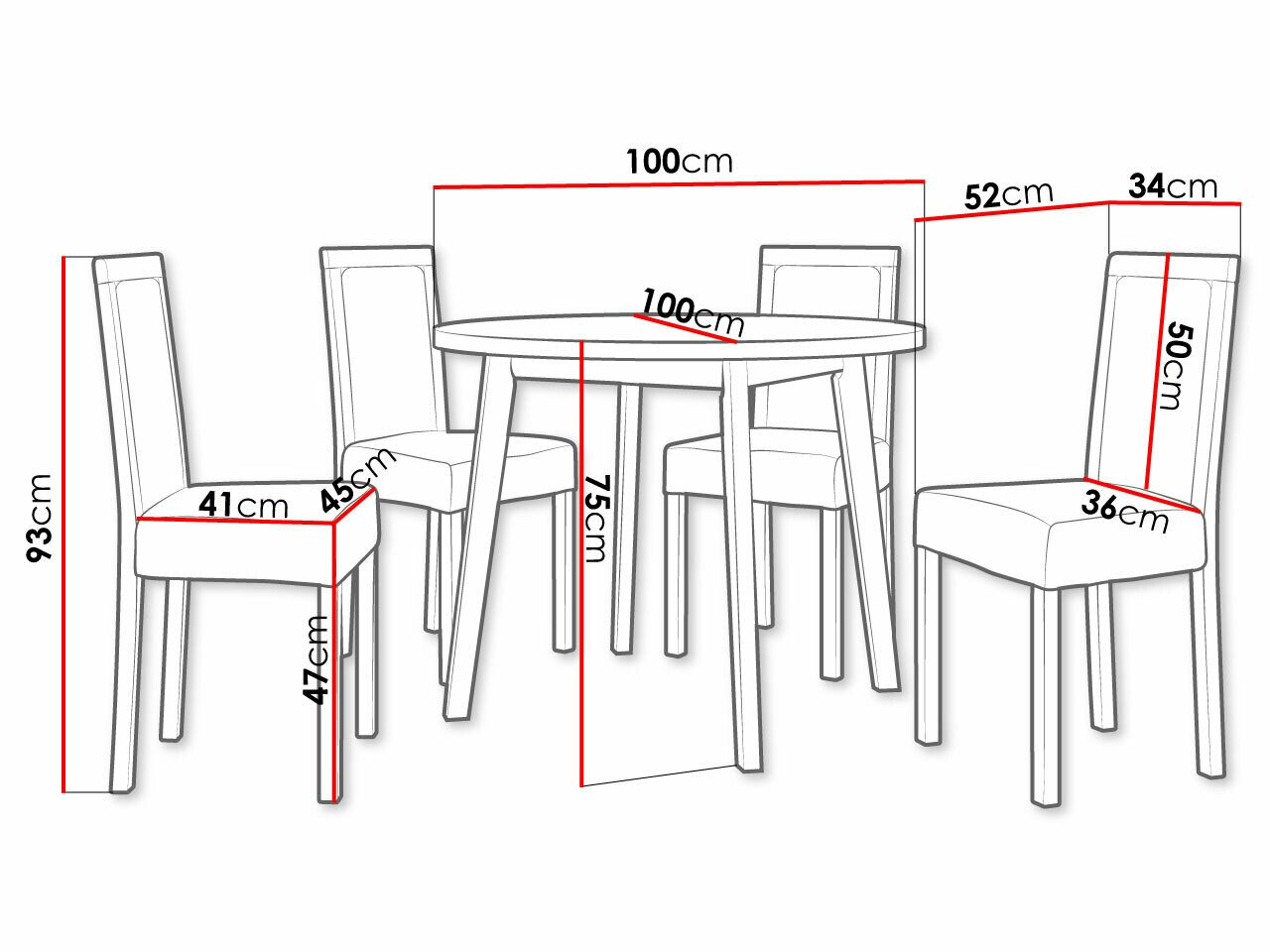 Salle à manger complète Victorville 256 (Blanc + Noir)