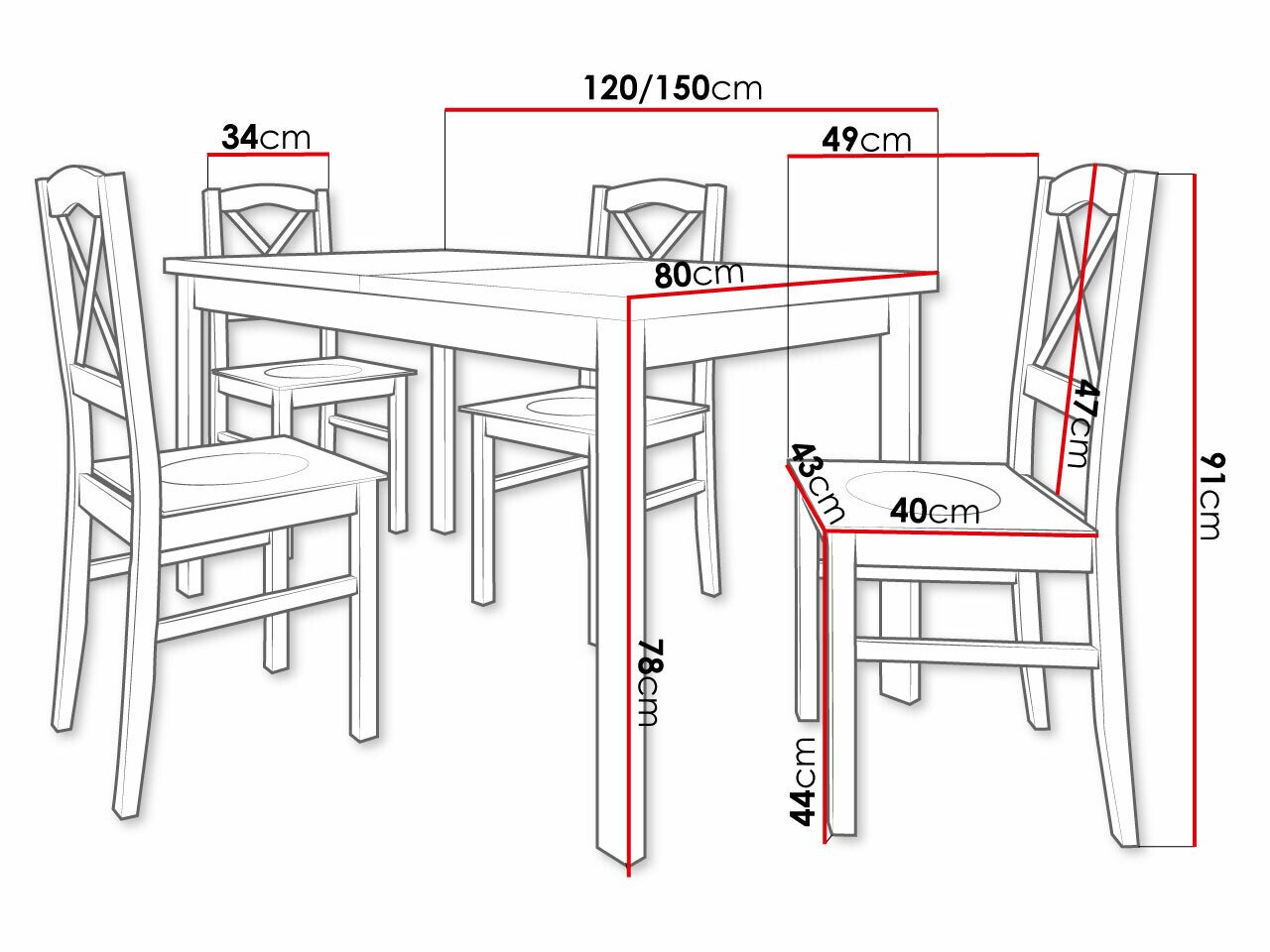 Salle à manger complète Victorville 281 (Blanc + Sonoma chêne)