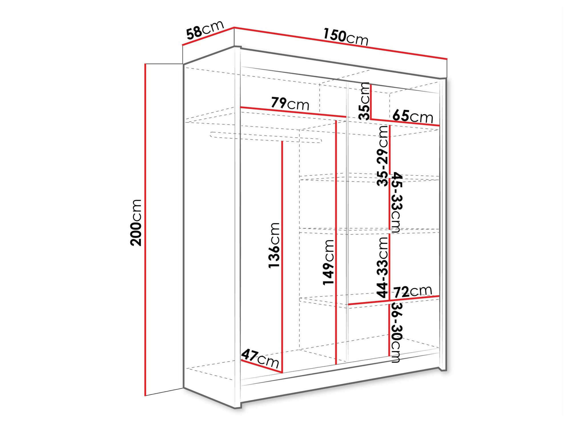 Armoire Closico 135 (Blanc)