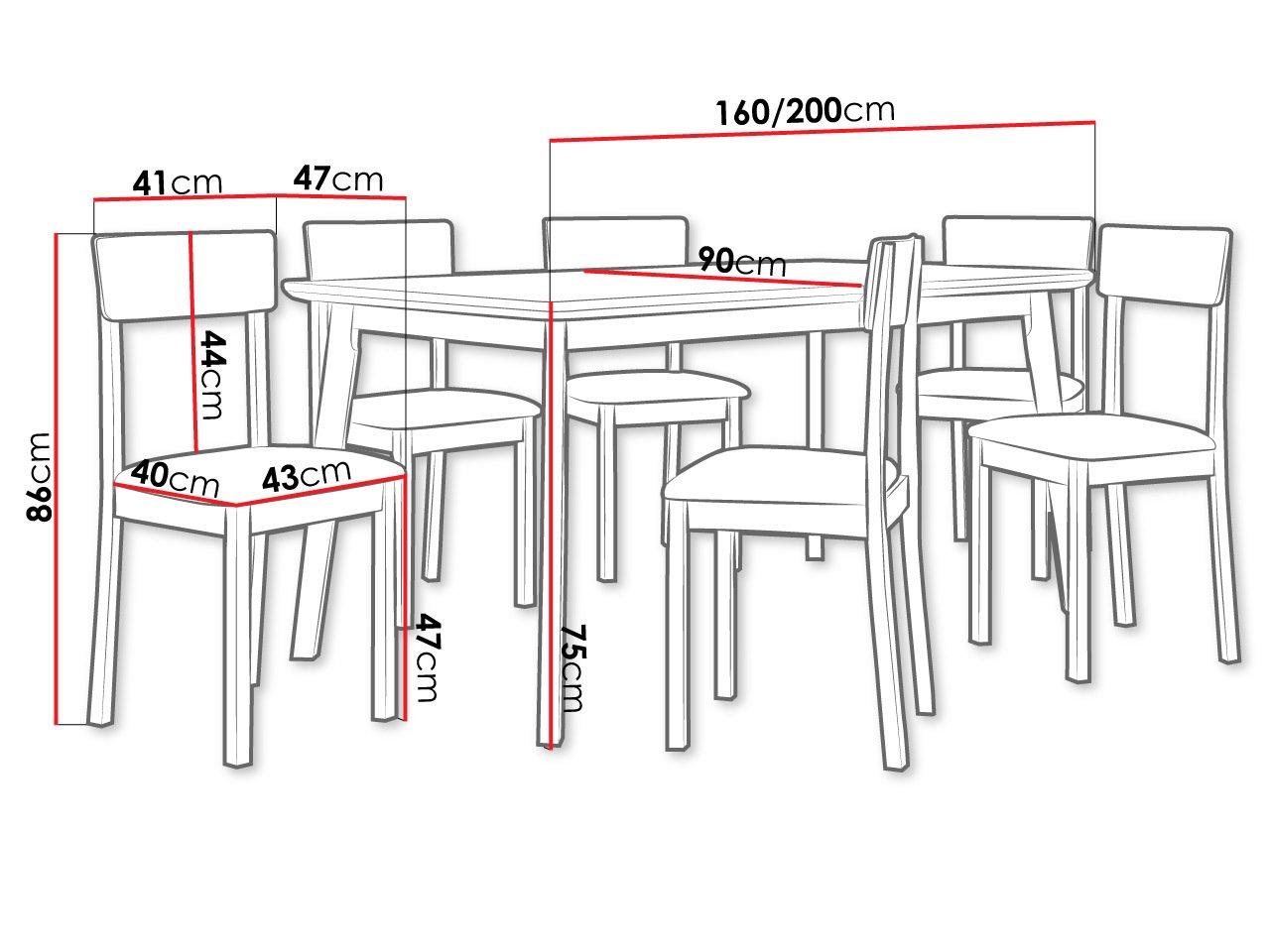 Salle à manger complète Victorville 350 (Blanc + Noir)