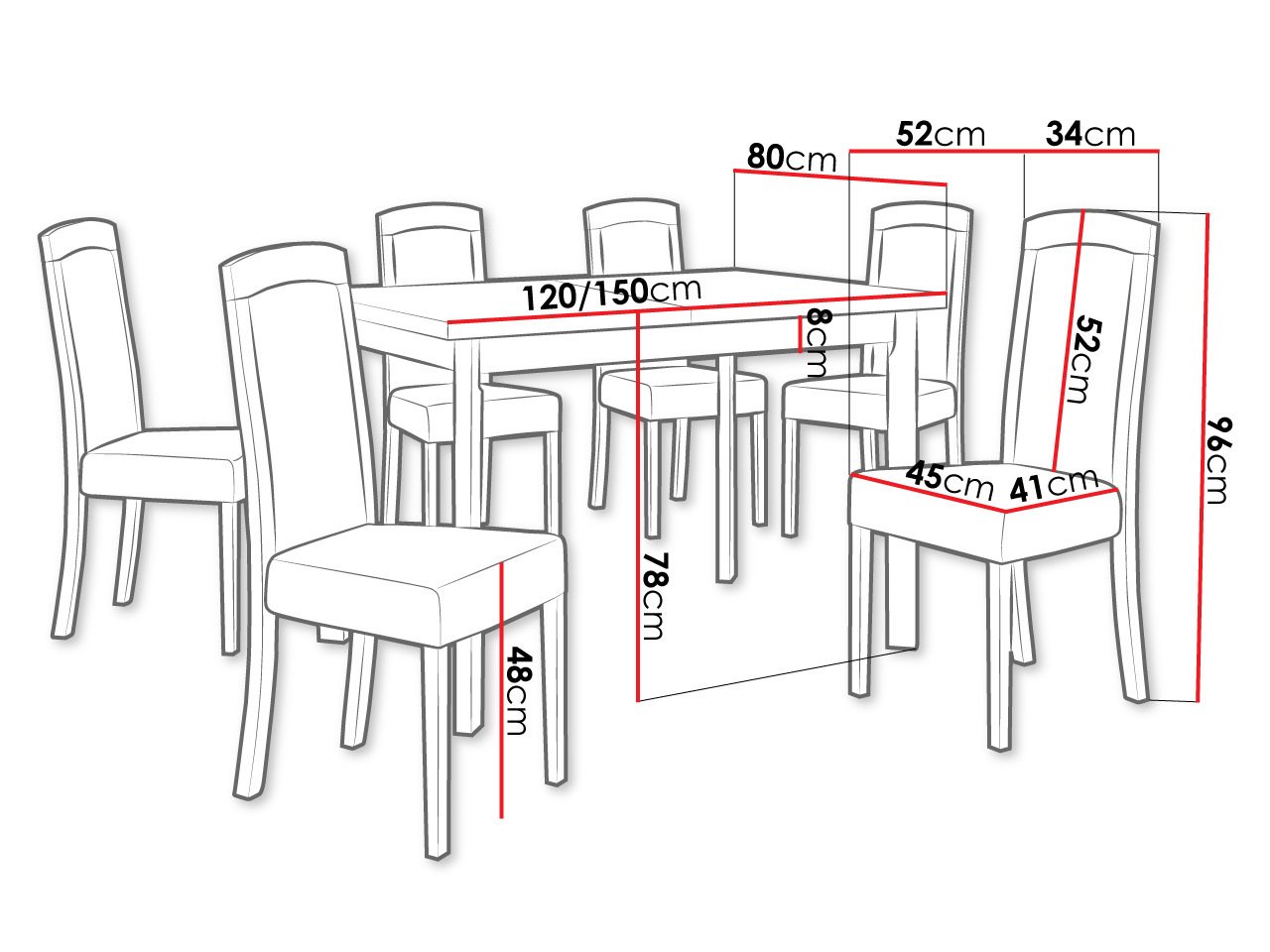 Salle à manger complète Victorville 351 (Noyer)