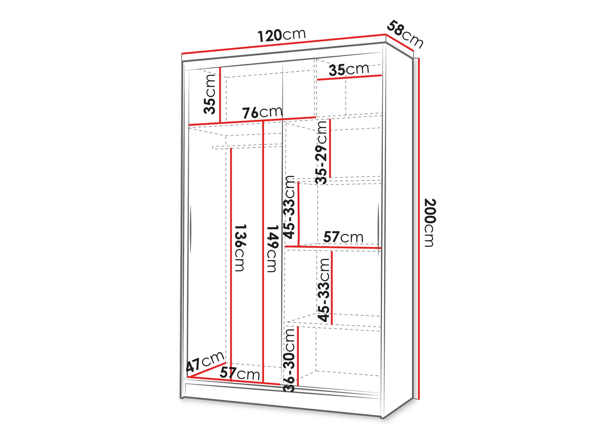Armoire Closico Salvor II (Blanc + Noir)