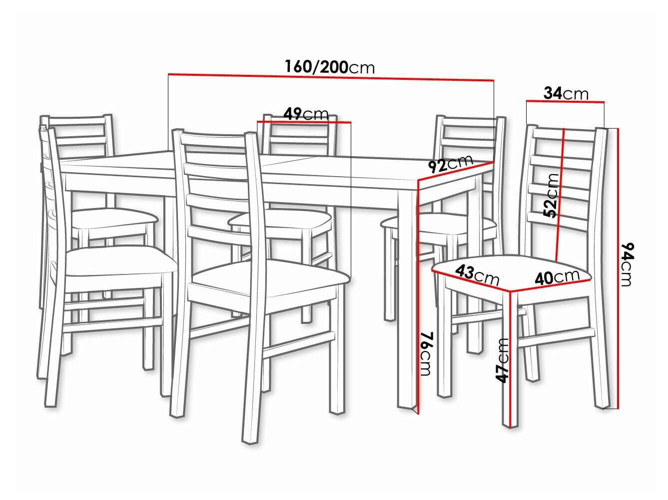 Salle à manger complète Victorville 261 (Blanc)