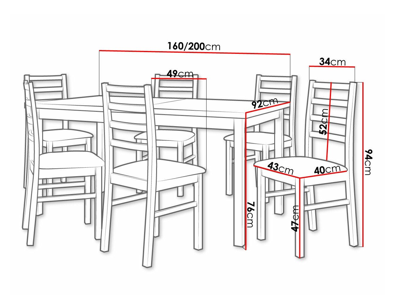 Salle à manger complète Victorville 261 (Noix)